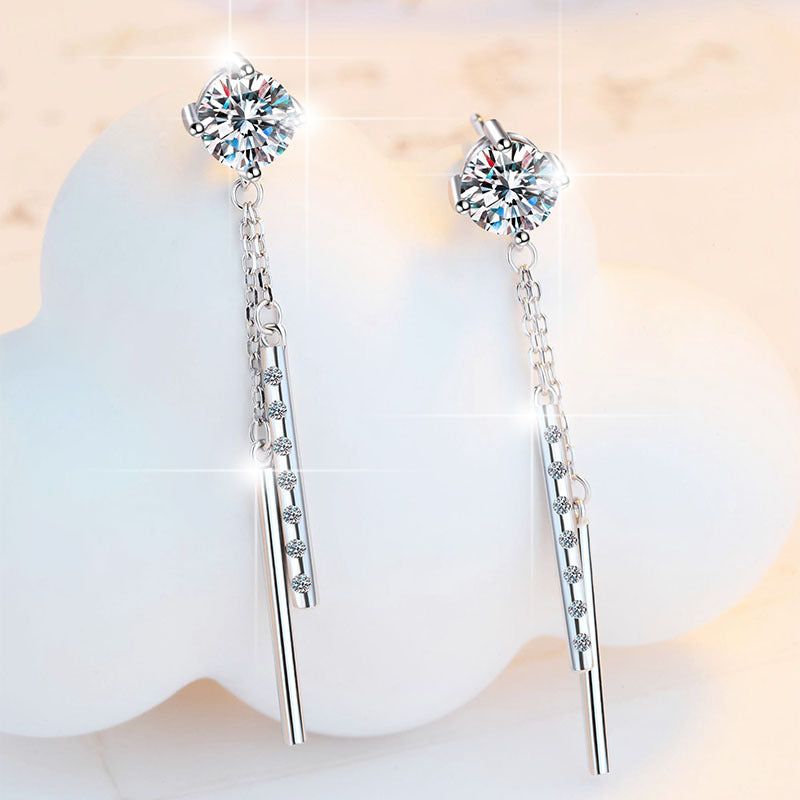 S925 Sterling Silver Earrings For Women Long Tassel Style Minimalist Design