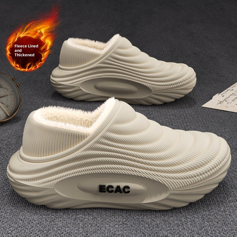 New Warm, Fleece-lined, Thickened Indoor House Slippers With Non-slip, Waterproof Soles