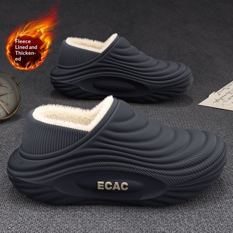 New Warm, Fleece-lined, Thickened Indoor House Slippers With Non-slip, Waterproof Soles