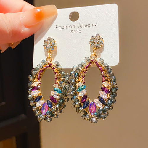 Court-style Flower And Water-drop Earrings