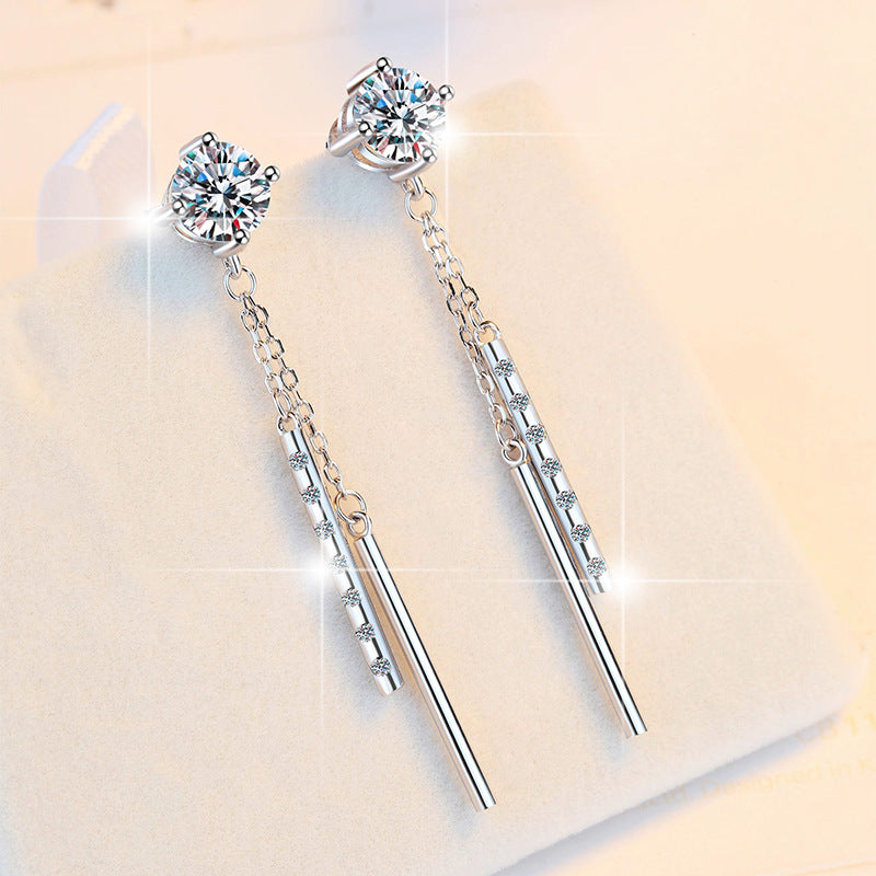 S925 Sterling Silver Earrings For Women Long Tassel Style Minimalist Design