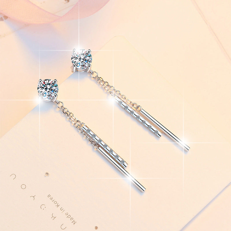 S925 Sterling Silver Earrings For Women Long Tassel Style Minimalist Design