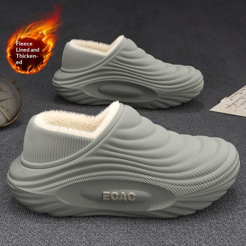 New Warm, Fleece-lined, Thickened Indoor House Slippers With Non-slip, Waterproof Soles
