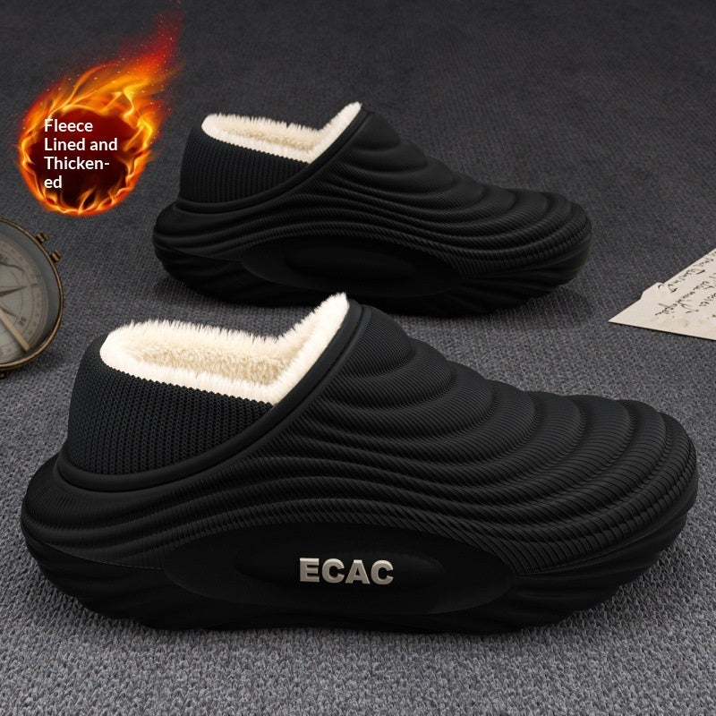 New Warm, Fleece-lined, Thickened Indoor House Slippers With Non-slip, Waterproof Soles