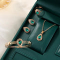 Jewelry Suit Women's Water Drop Gem Series Necklace Earring Ring Bracelet Four-piece Set