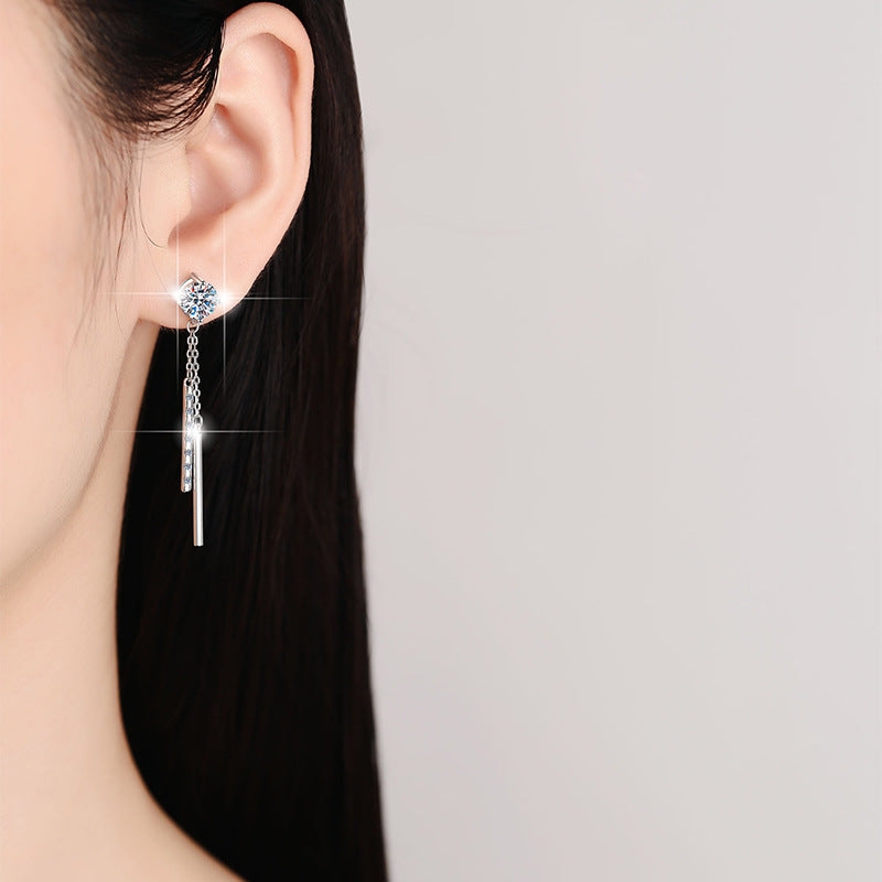 S925 Sterling Silver Earrings For Women Long Tassel Style Minimalist Design
