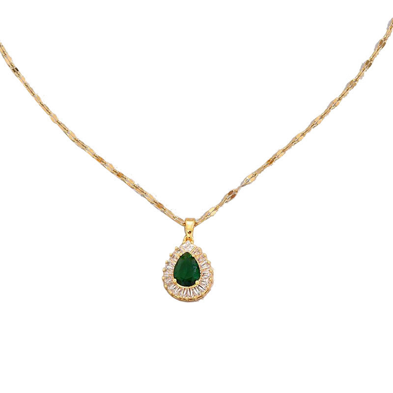 Retro Hong Kong Style Jade White Suit Necklace Earrings All-match Jewelry